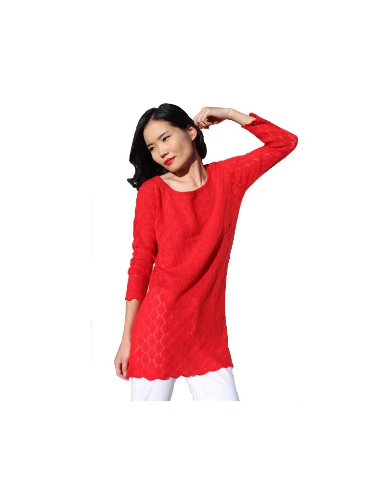 Robe pull dentel col rond avec manches