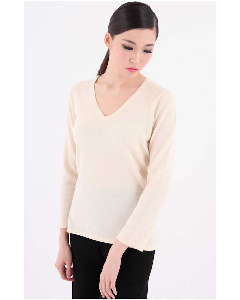 Pull femme col V