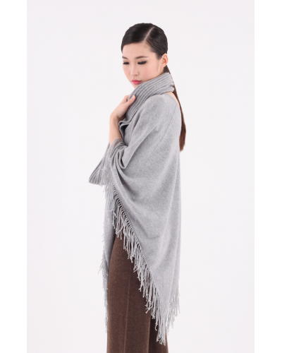 Poncho franges haut de gamme en cachemire