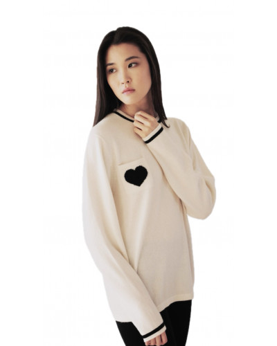 pull femme col rond en cachemire de Mongolie