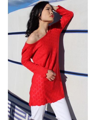 Robe-pull en dentelle col rond