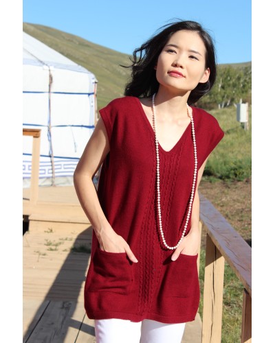 Pull tunique col V en cachemire