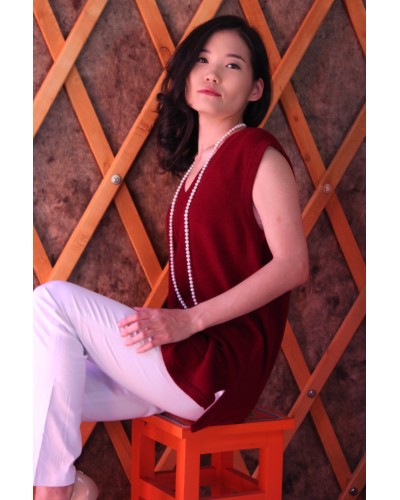 Pull tunique col V en cachemire