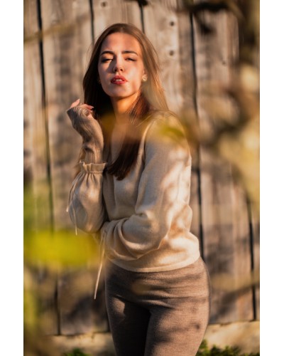 Pull col rond en cachemire de Mongolie